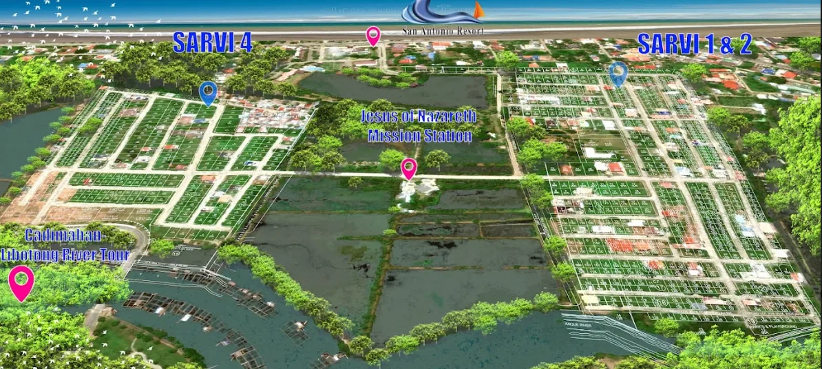 AnCor project map locating San Antonio Resort Village 4 on the left and San Antonio Resort Village 1 and 2 on the right