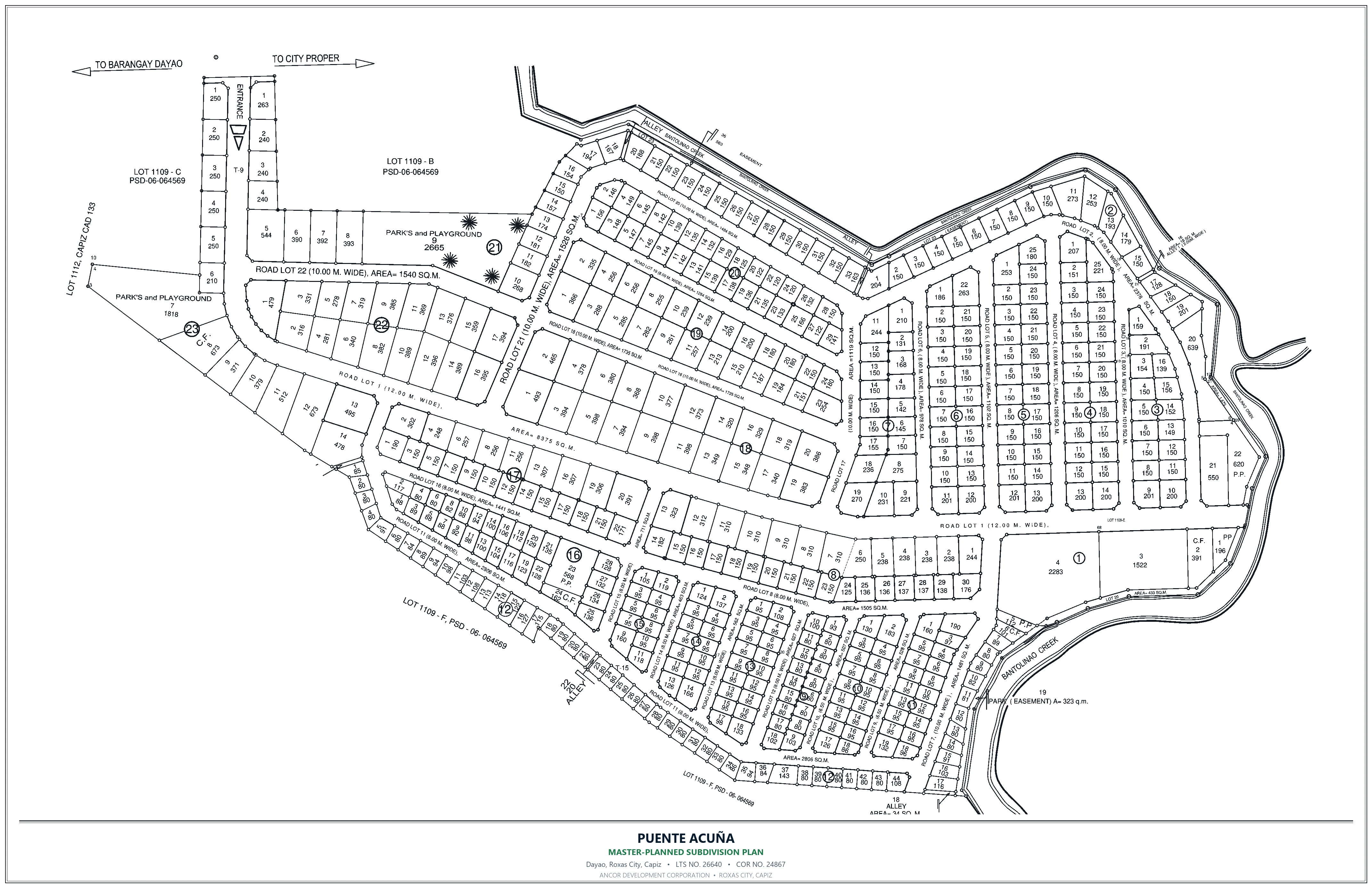 Official subdivision map of Puente Acuña