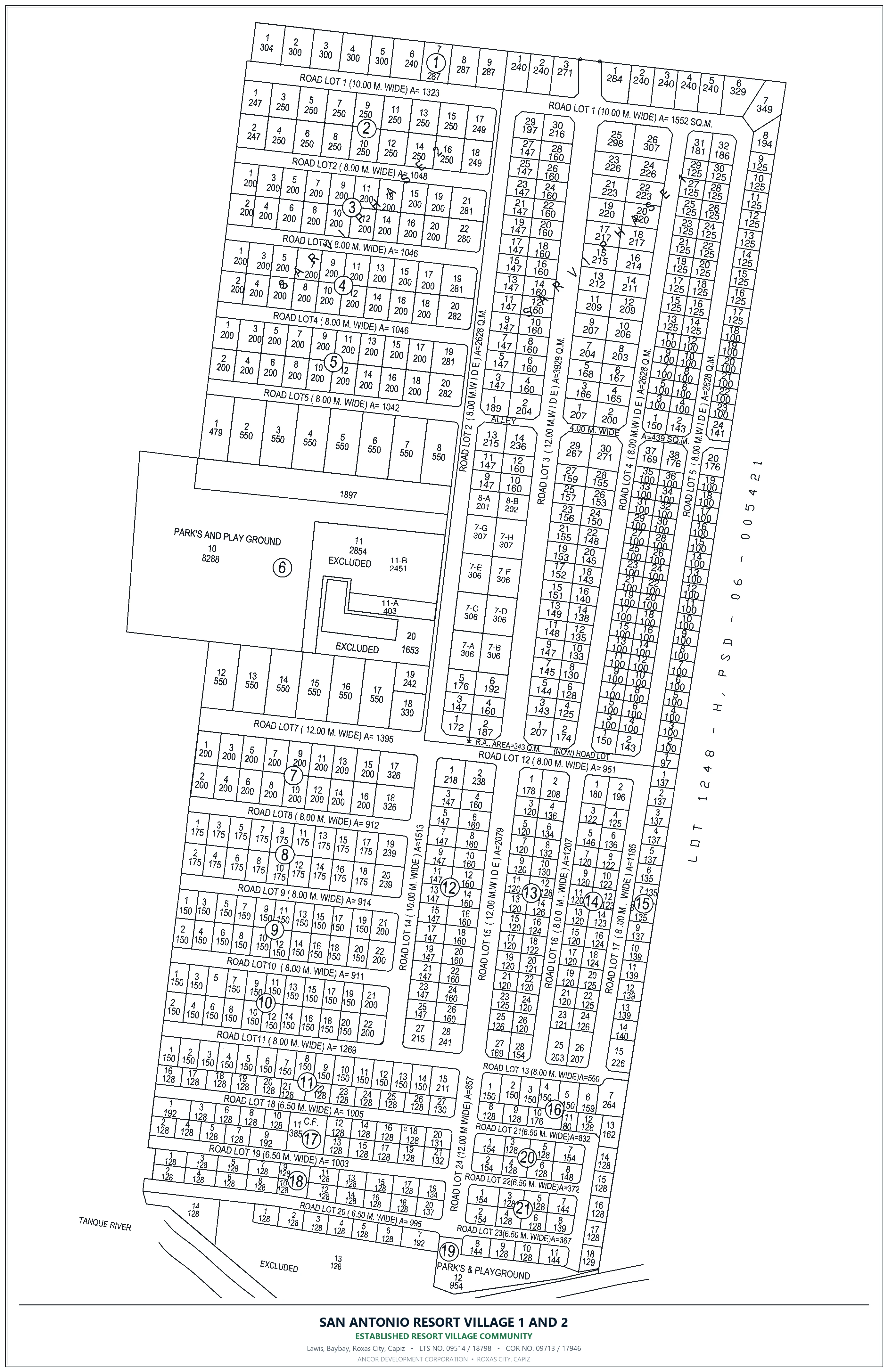 Official subdivision map of San Antonio Resort Village 1 and 2
