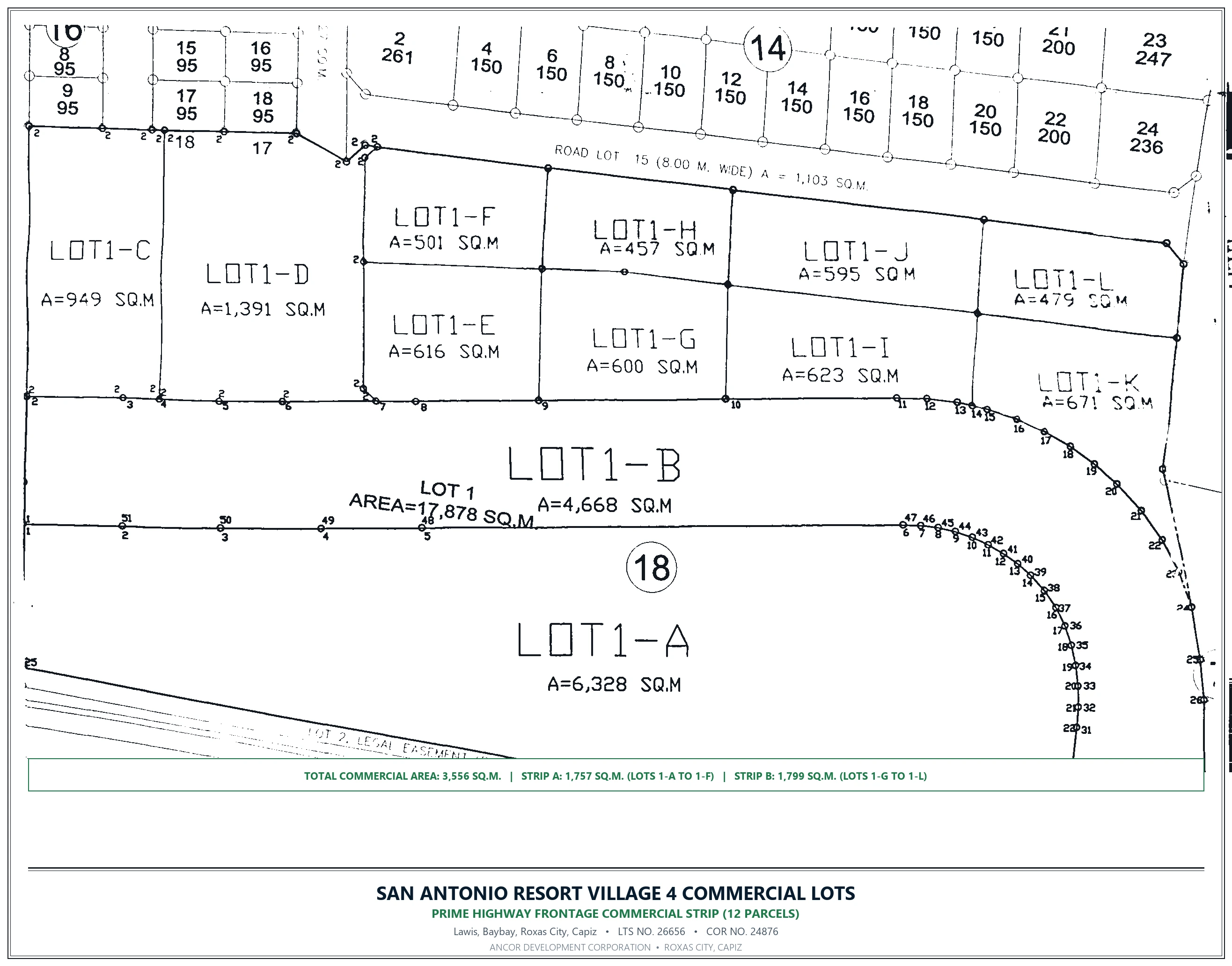 Official subdivision map of San Antonio Resort Village 4 commercial lots