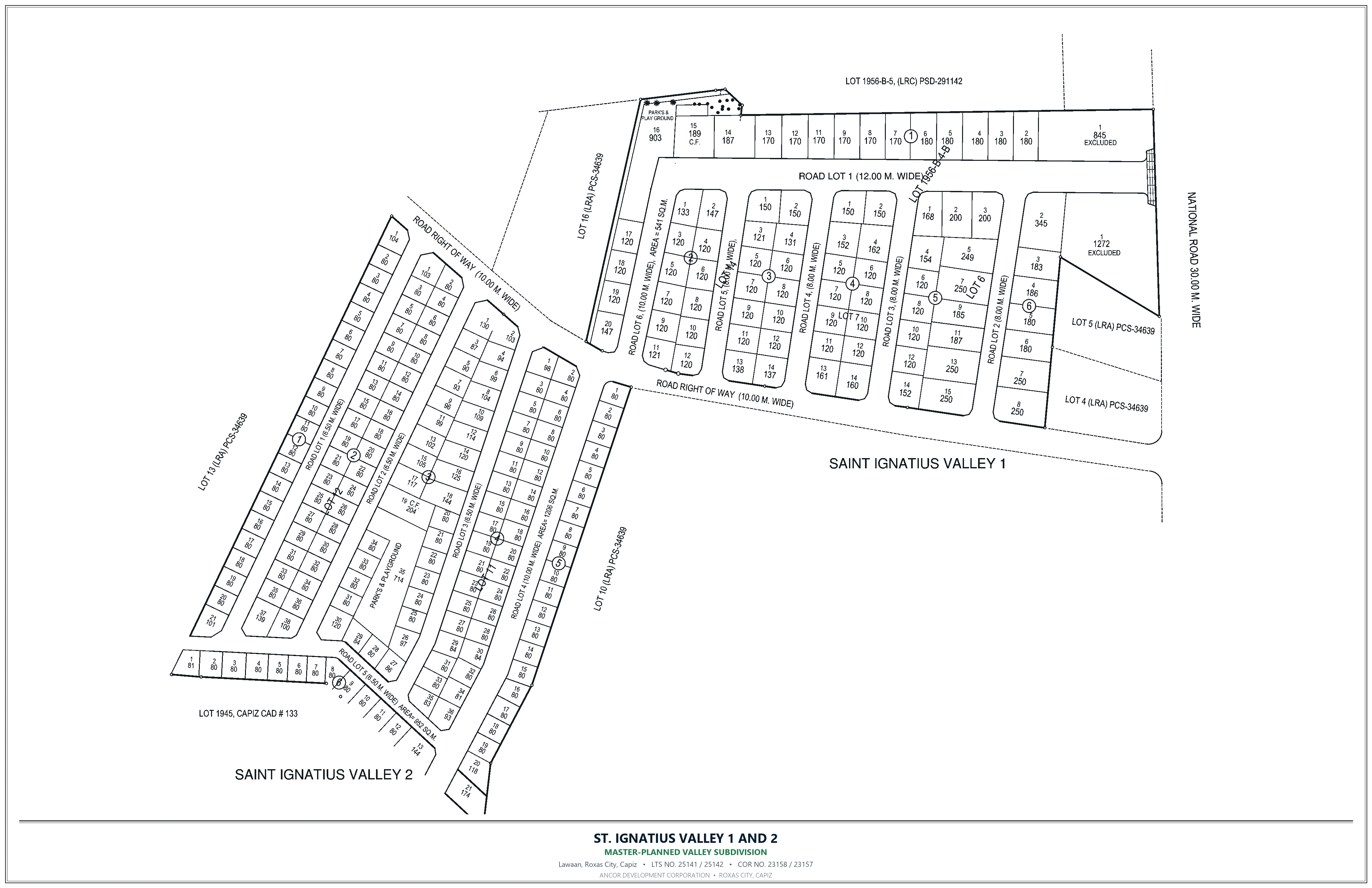 Official subdivision map of St. Ignatius Valley 1 and 2