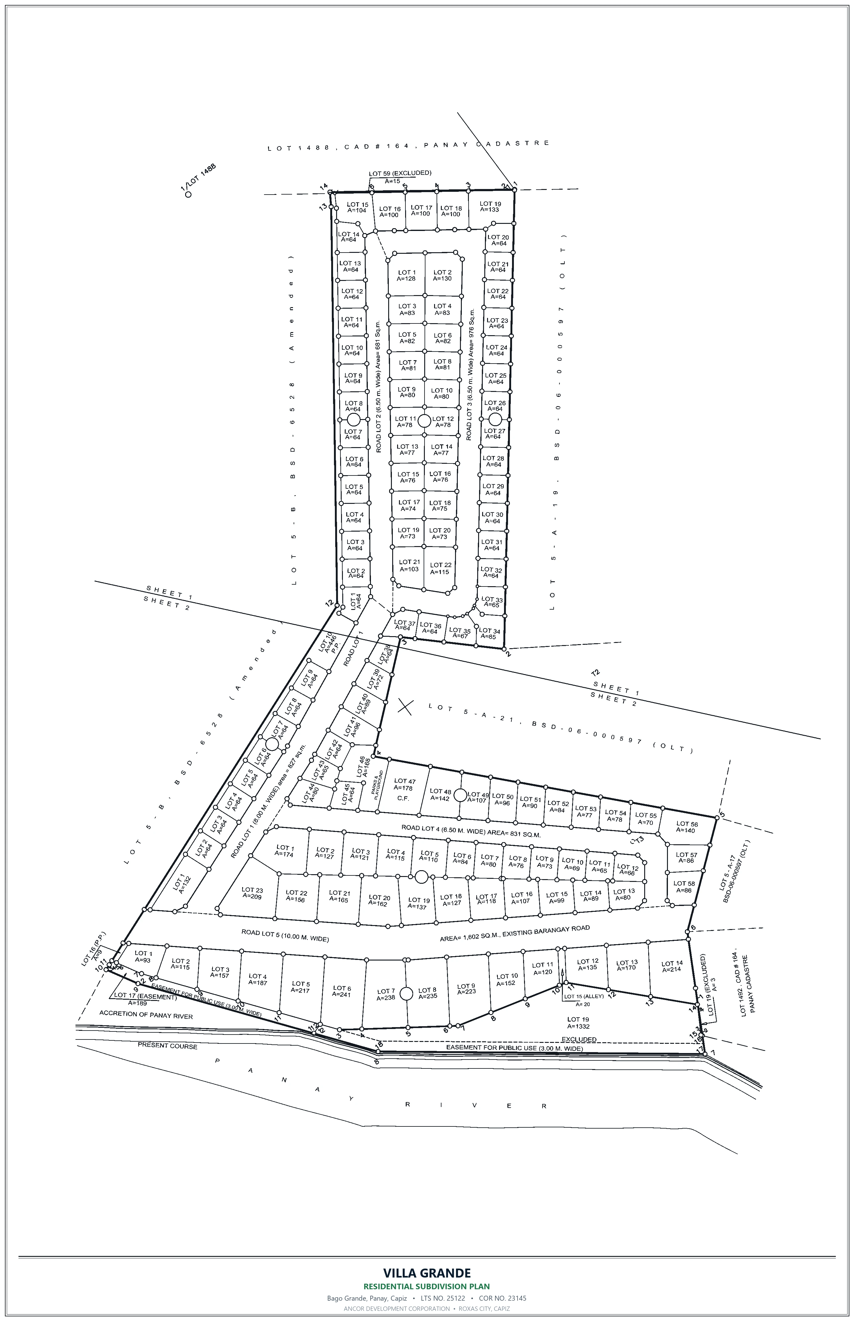 Official subdivision map of Villa Grande